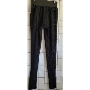 Women’s Sexy Black Lace Leggings High Waist Thick Elastic Waistband 